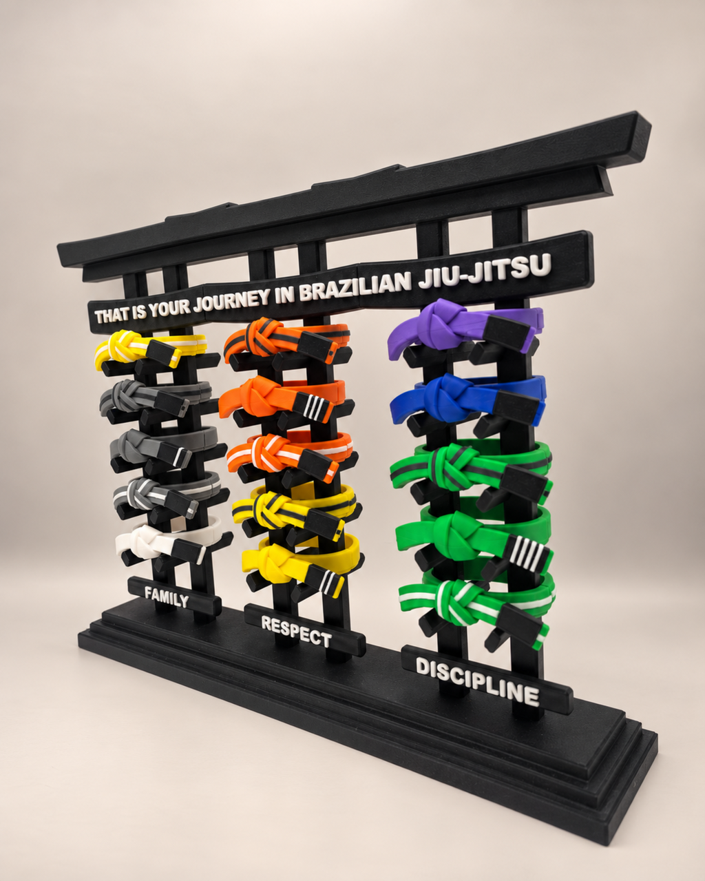 BJJ belt display angled left view