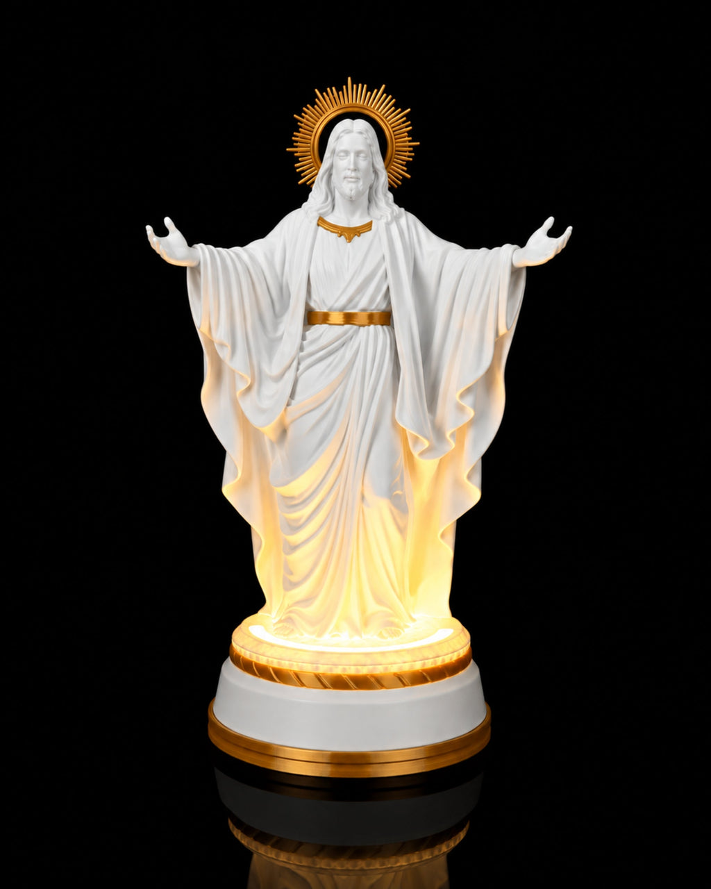 Christ of Light Statue in Matte White or Marble, with or without light, view 1