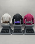 Personalized BJJ gi trophy with name plate