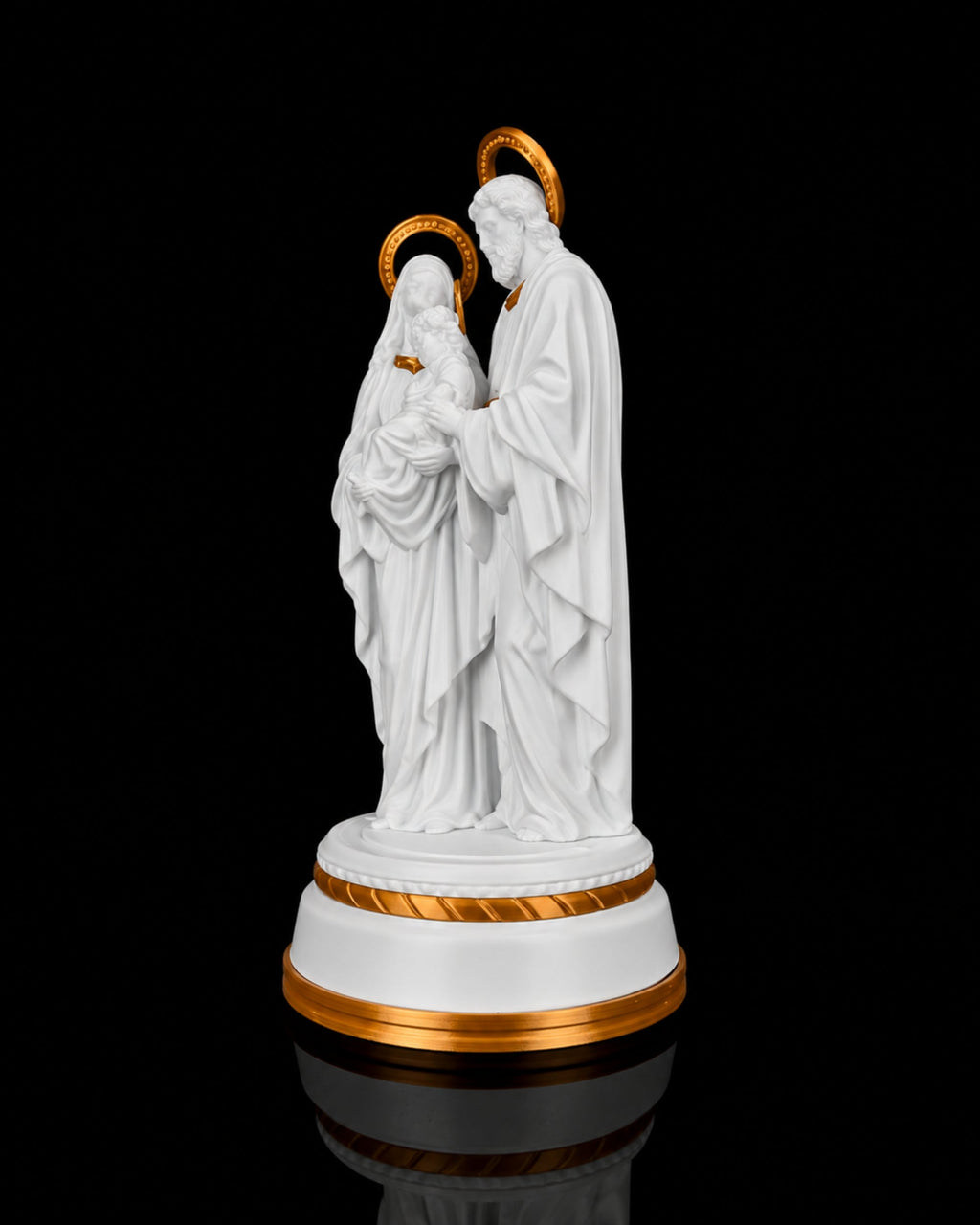Holy Family Statue in Matte White or Marble, with or without light, view 2