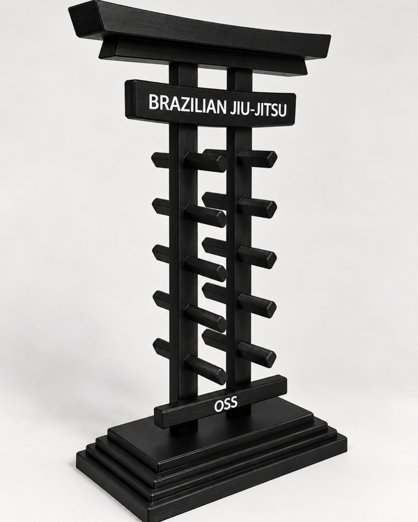 BJJ belt holder totem display in torii design, view 1