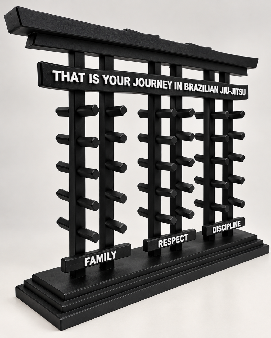 BJJ belt holder totem display in torii design, view 3