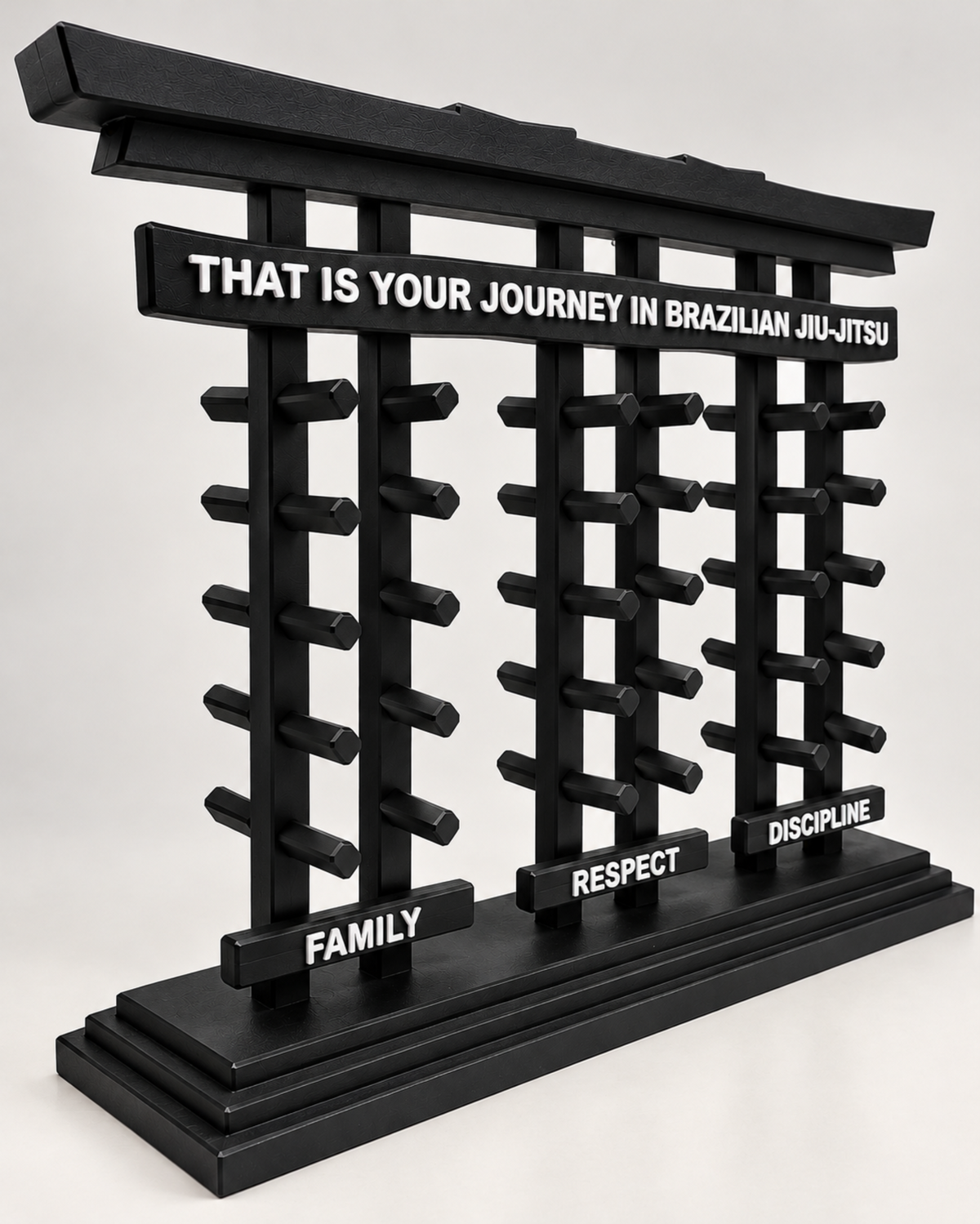 BJJ belt holder totem display in torii design, view 3