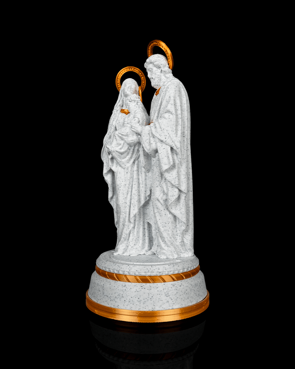 Holy Family Statue in Matte White or Marble, with or without light, view 4