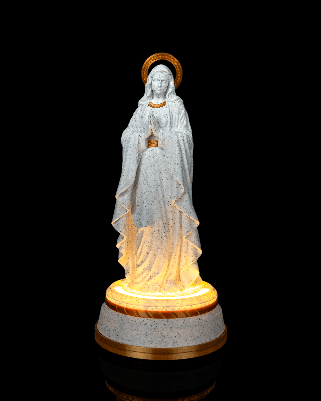 Our Lady Statue in Matte White or Marble, with or without light, view 3