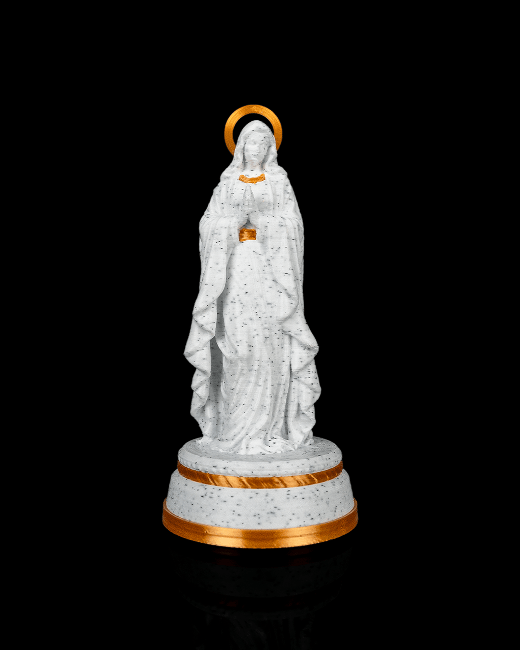Our Lady Statue in Matte White or Marble, with or without light, view 4