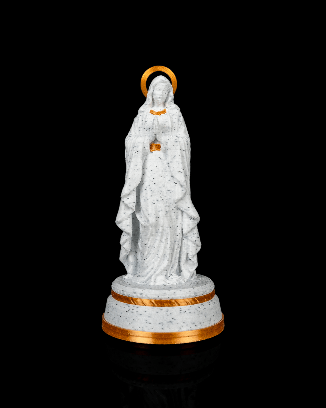 Our Lady Statue in Matte White or Marble, with or without light, view 4
