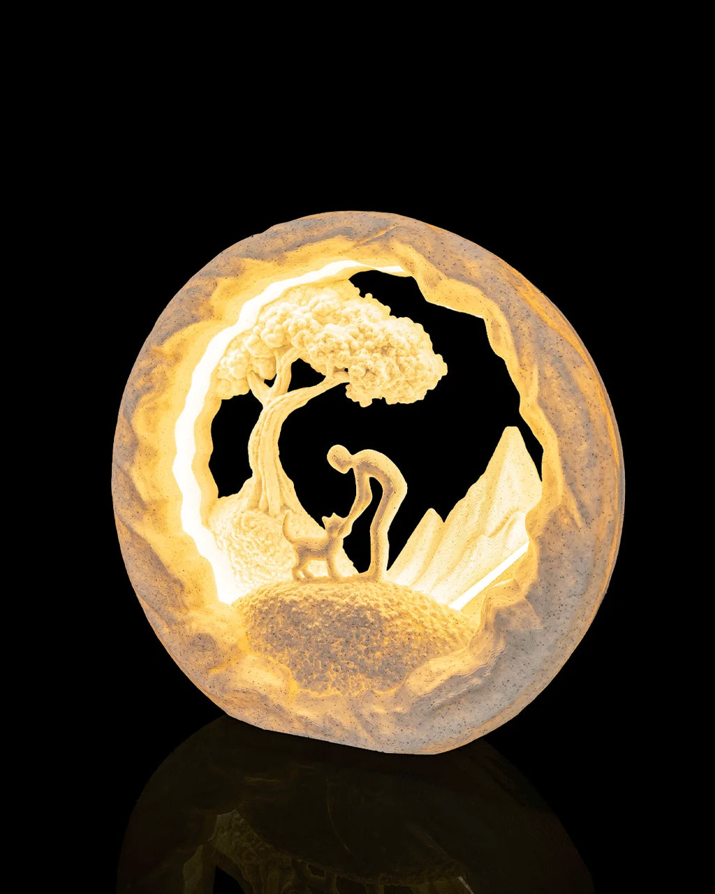 Best Friend Table Lamp illuminated from a right angled view