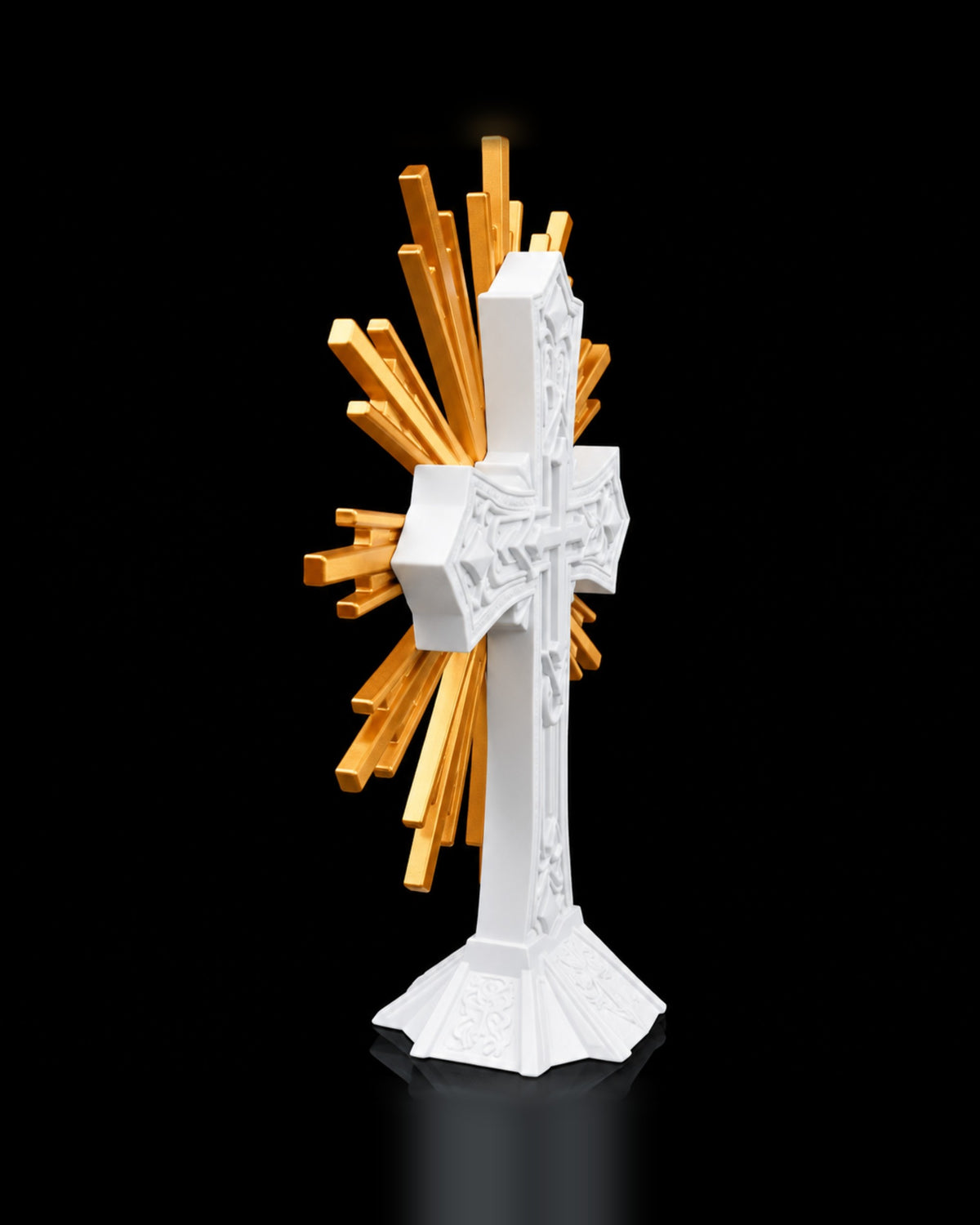 The Sacred Cross matte white angled view