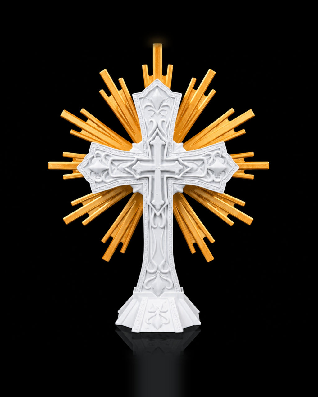The Sacred Cross matte white front view