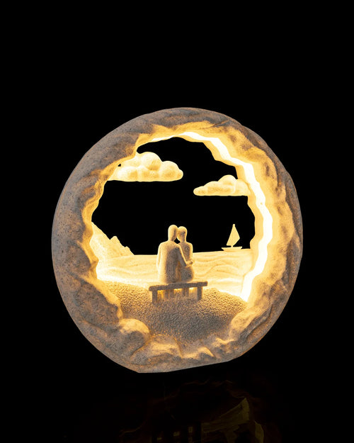 Dockside Dream Table Lamp illuminated from a left angled view