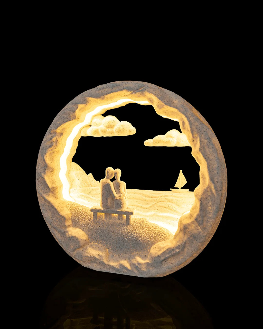 Dockside Dream Table Lamp illuminated from a right angled view