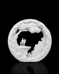 Family Tree Table Lamp unlit, showing the family and tree scene in a white Marble finish