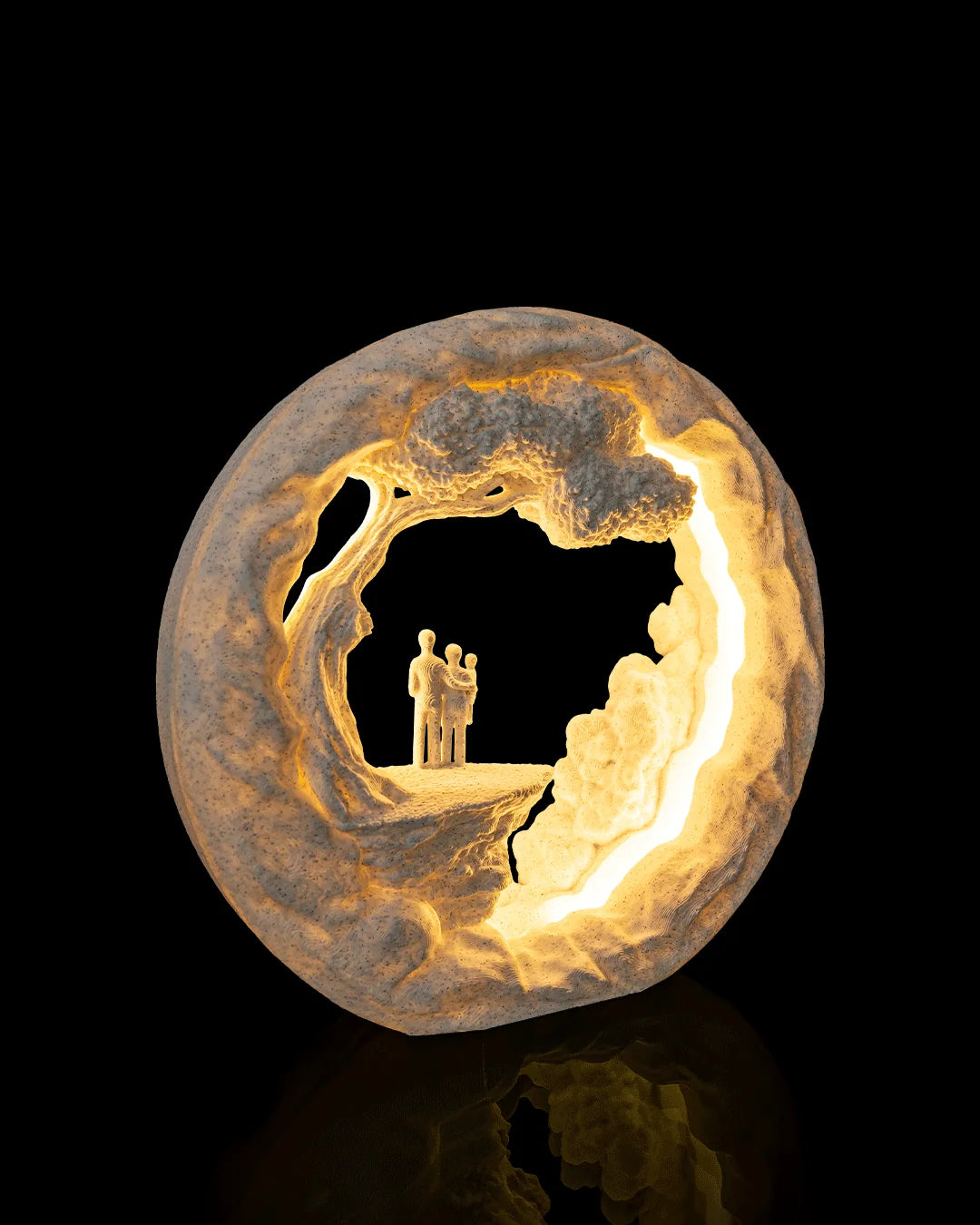 Side by Side Table Lamp illuminated from a left angled view