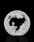 Side by Side Table Lamp unlit, showing the family scene and white Marble finish