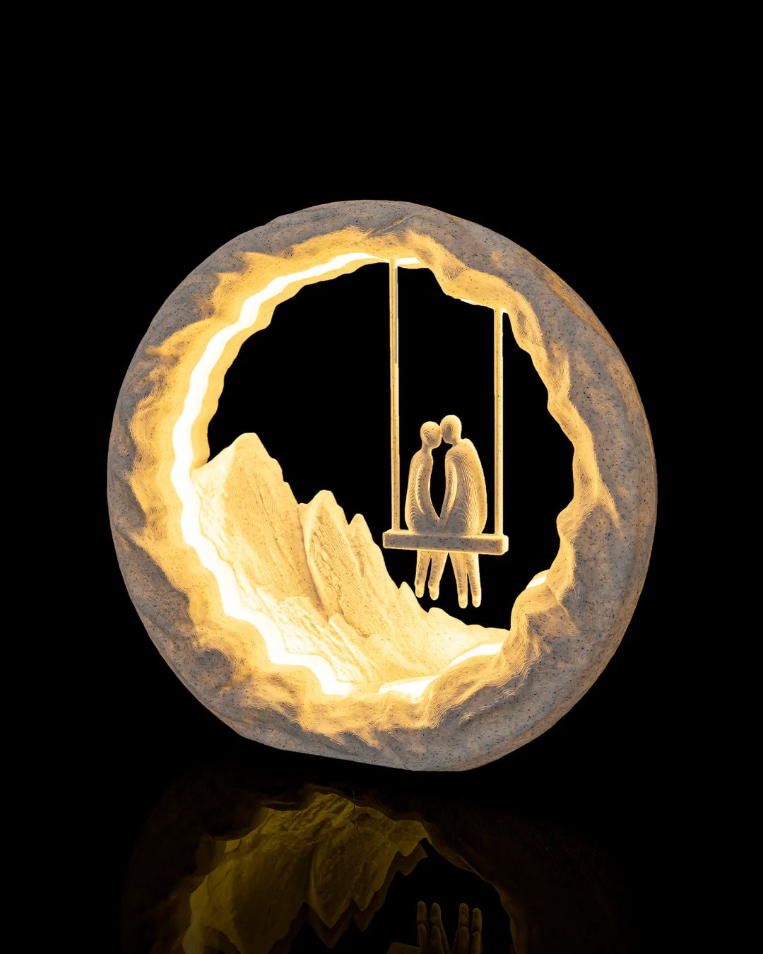 Swing for Two Table Lamp illuminated from a left angled view