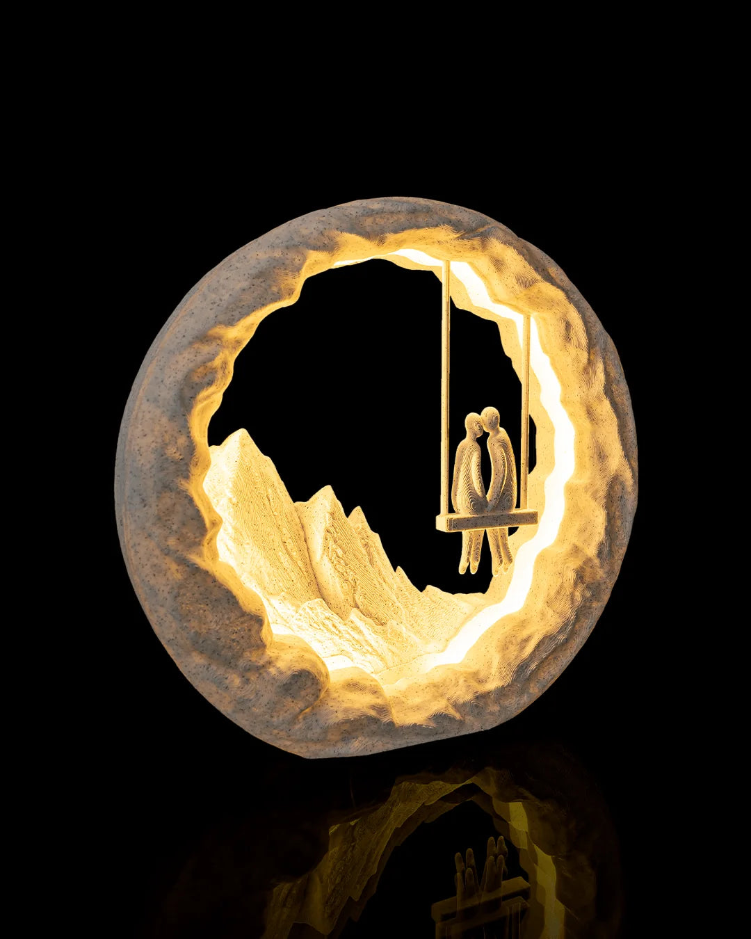 Swing for Two Table Lamp illuminated from a right angled view