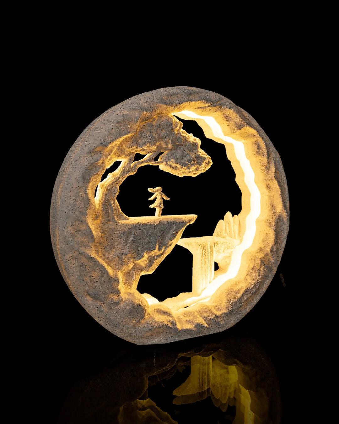 The Dreamer Table Lamp illuminated from a right angled view